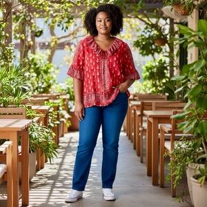 Suzanne Betro Red Floral Blouse